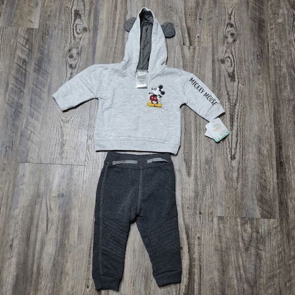 Baby Boys Mickey Mouse Hoodie and Joggers Set Gray 6-9M - Picture 1 of 4